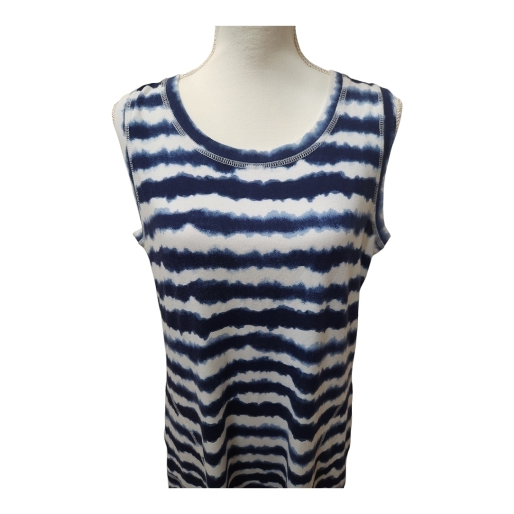 T By Talbots Midi Dress - Wavy Tie-Dye Blue and White, size Medium - Picture 9 of 11